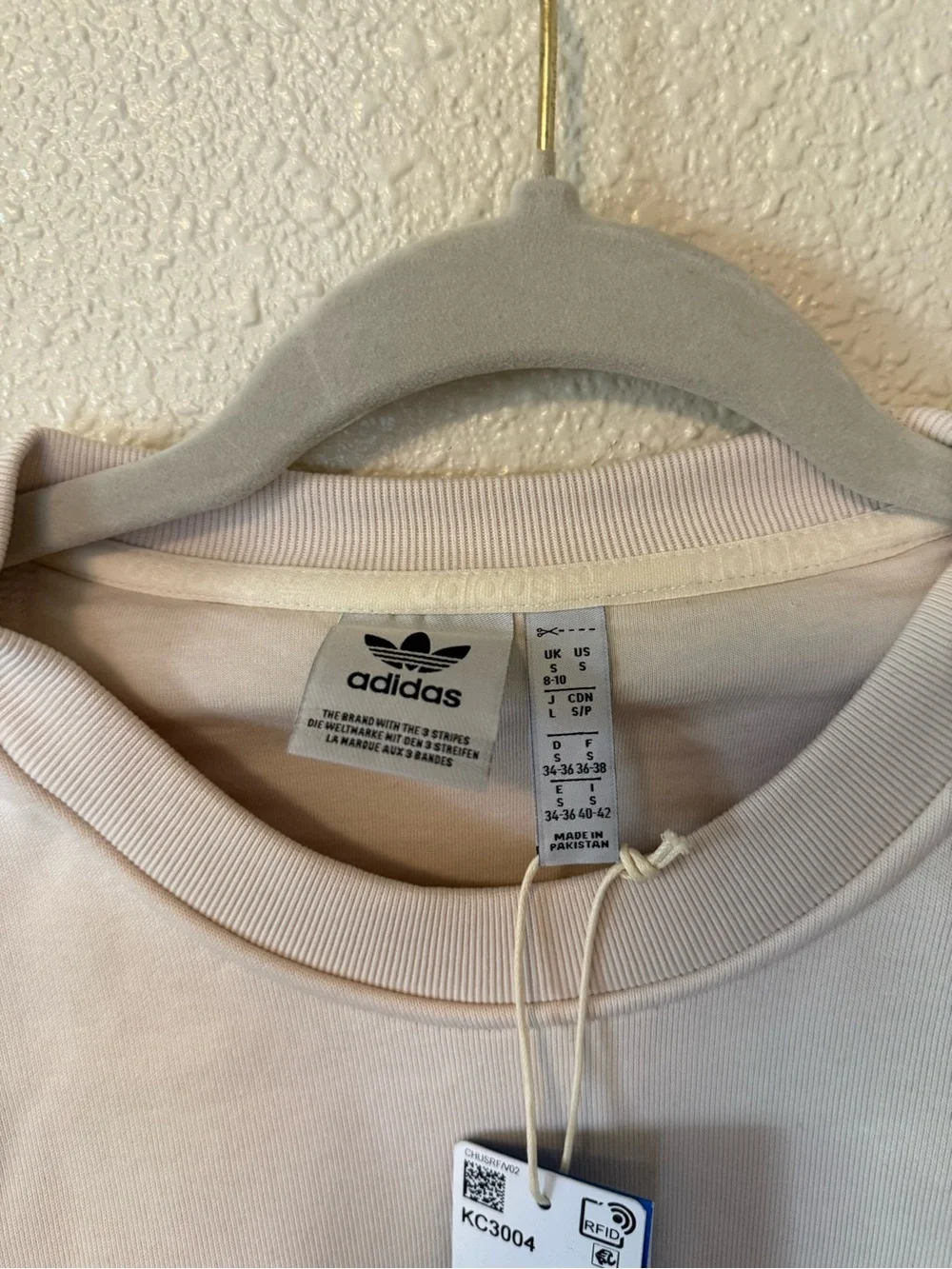 adidas Cream Crewneck Sweatshirt with Embroidered Cherry